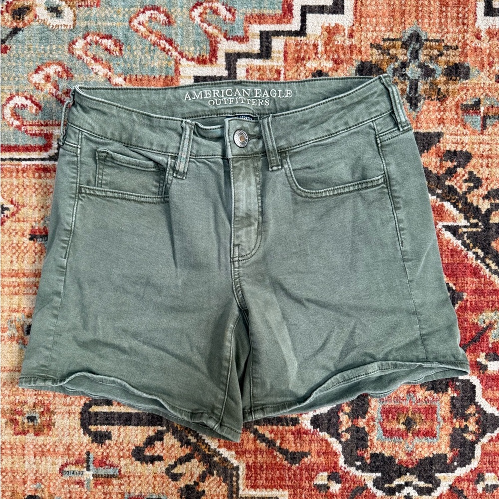 American Eagle Outfitters Olive Green Denim Shorts